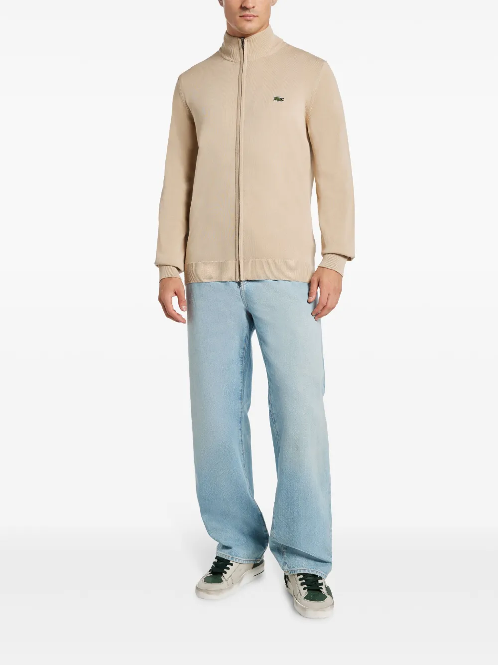 Tan sweater, full body view