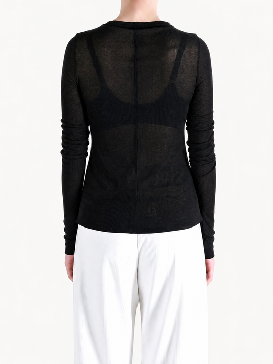 Black t-shirt, full body view