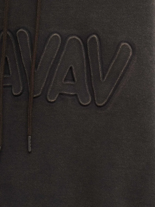Close up of Grey hoodie, showing texture of the cotton fabric