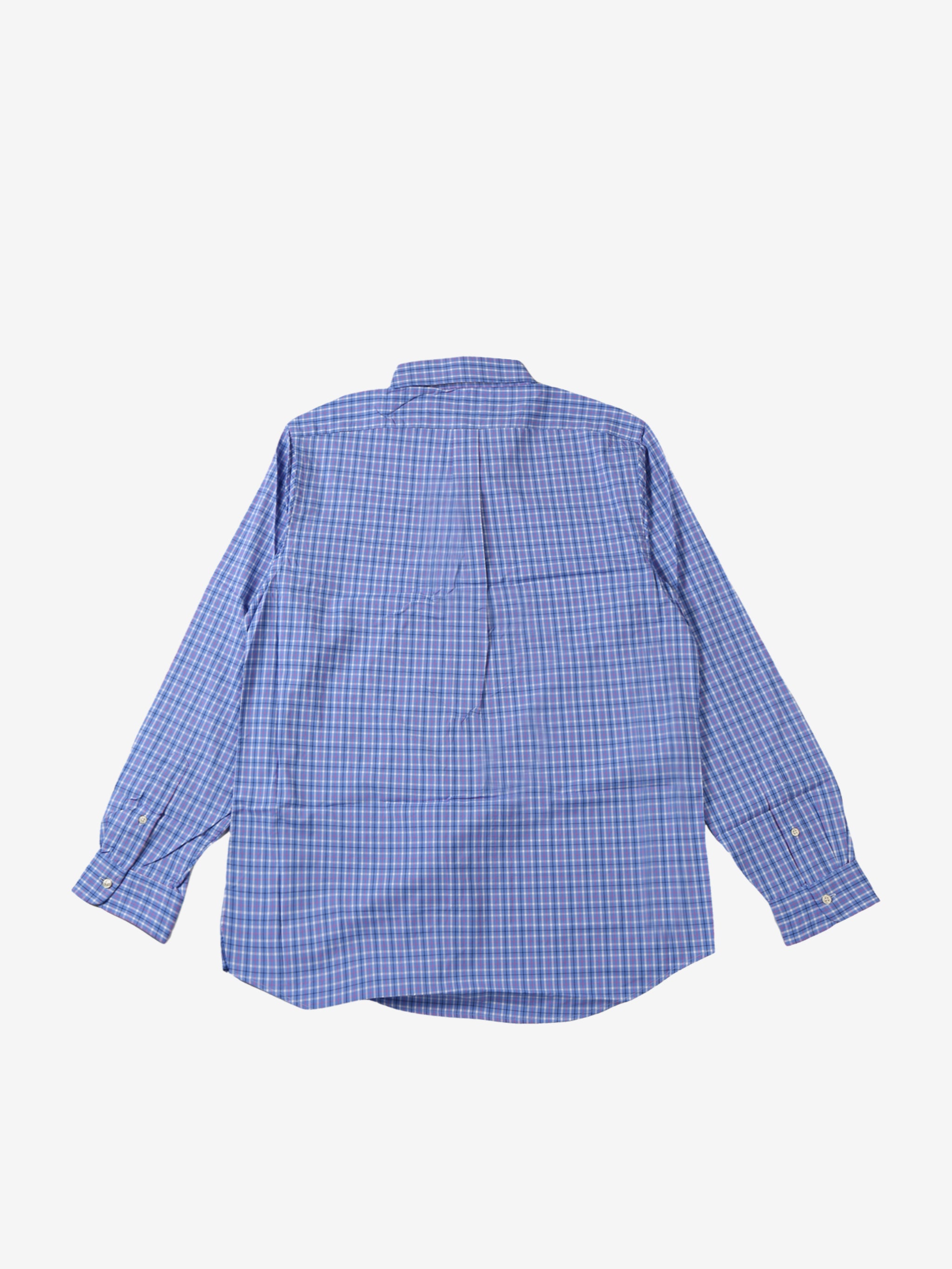 Blue shirt, back view