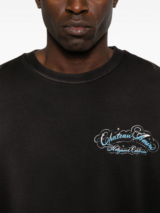 Brown t-shirt worn by a person, showing the t-shirt fit