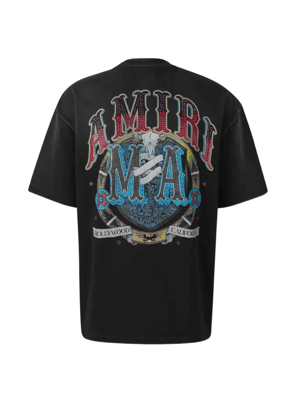 Black t-shirt, back view