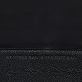 Close up of black bag,showing texture of the leather fabric