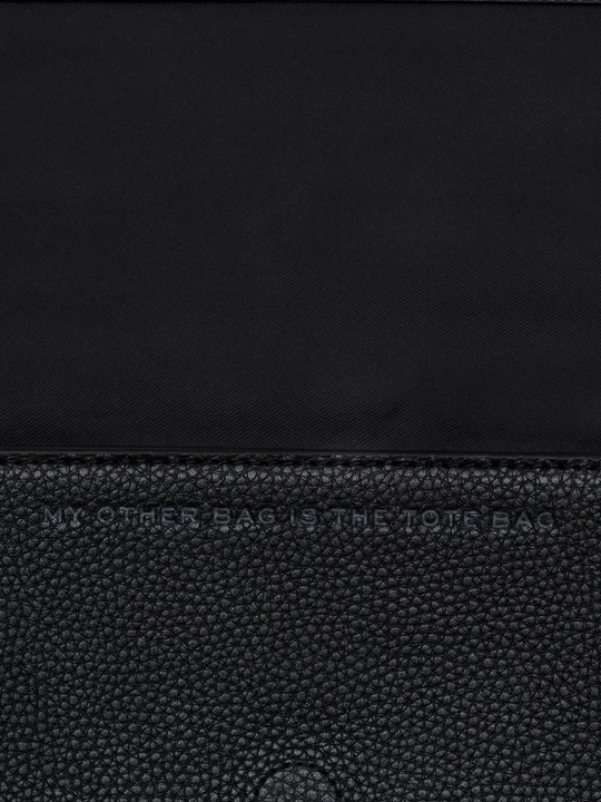 Close up of black bag,showing texture of the leather fabric