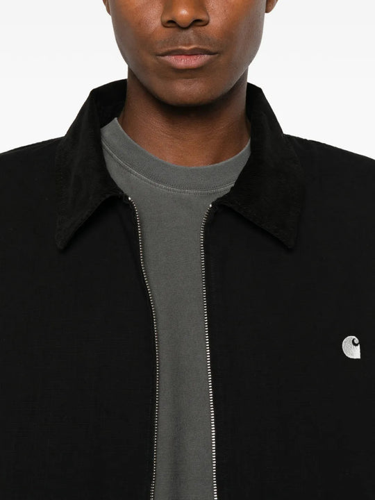 Black jacket worn by a person, showing the jacket fit
