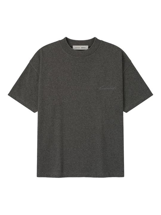 grey t-shirt, front view