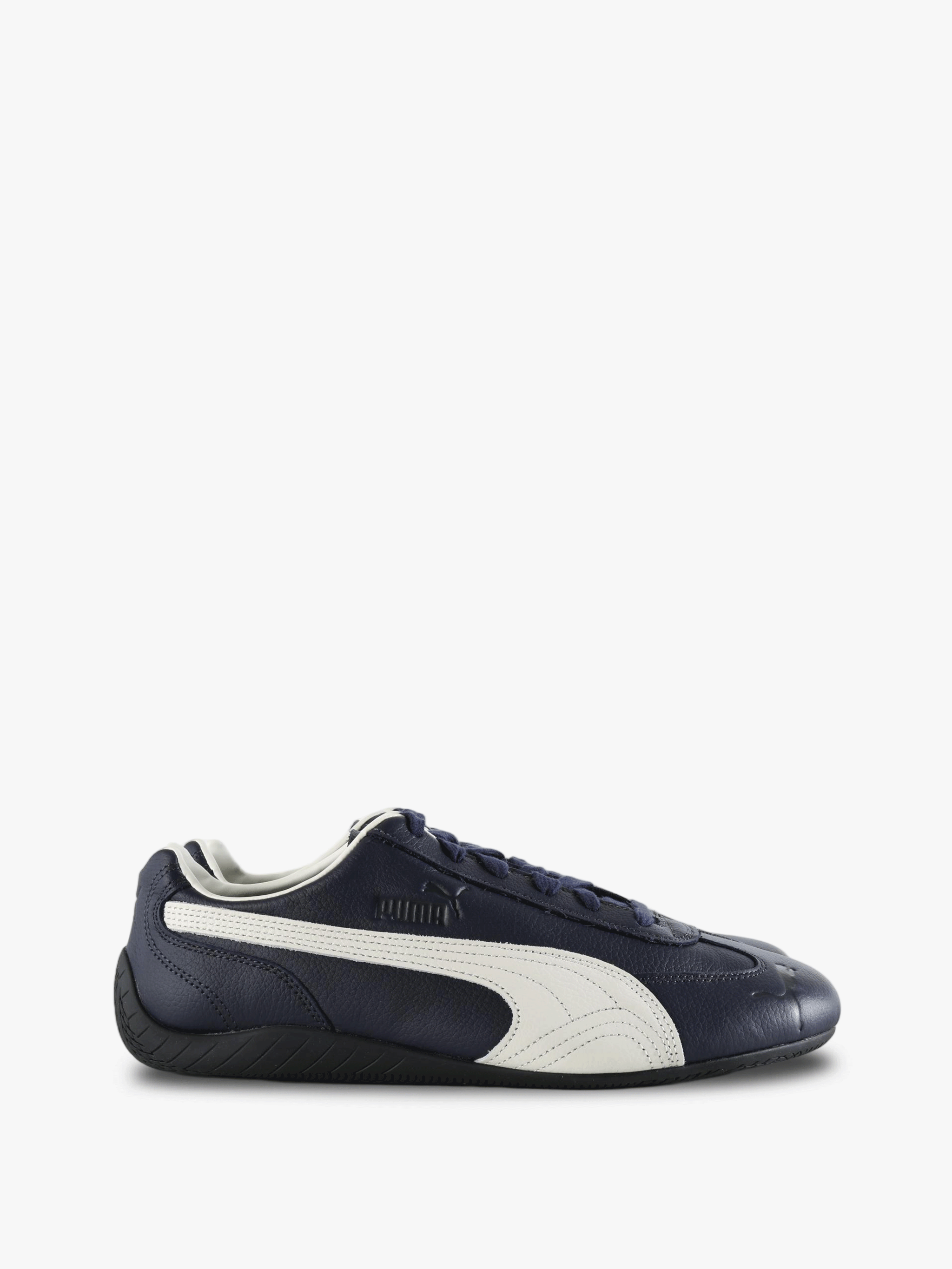 Navy shoes, side view