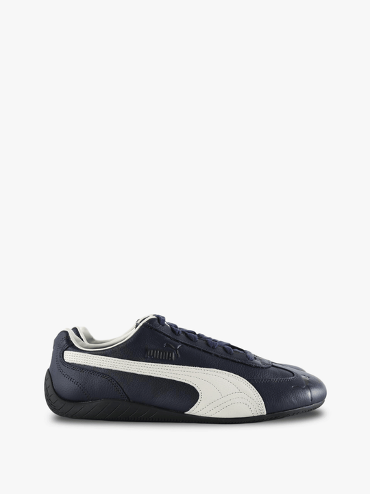 Navy shoes, side view