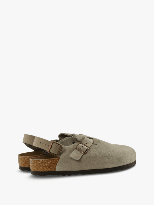 Tan sandals, side view