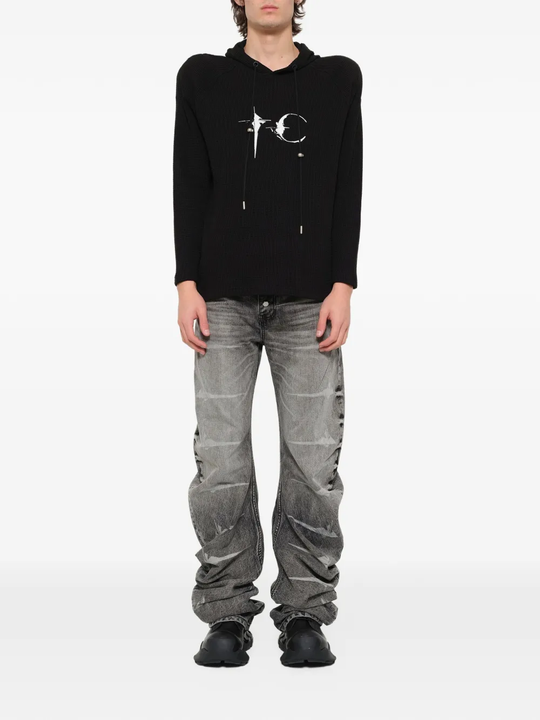 Black hoodie, full body view