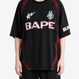 A BATHING APE - Men Heavy Wash Hand Draw Football Multi Logo Relaxed Fit Tee