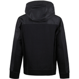 black hoodie, back view