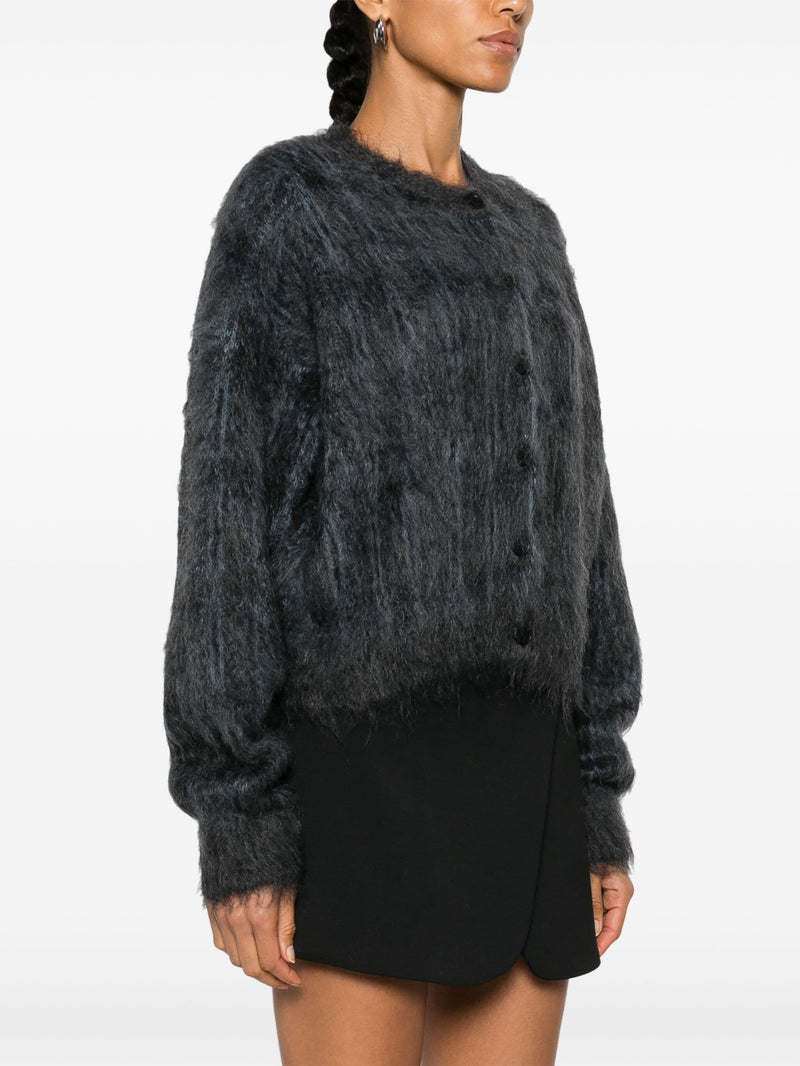 ALEXANDER WANG - Women Long Sleeve Cardigan In Plaid Brushed Mohair