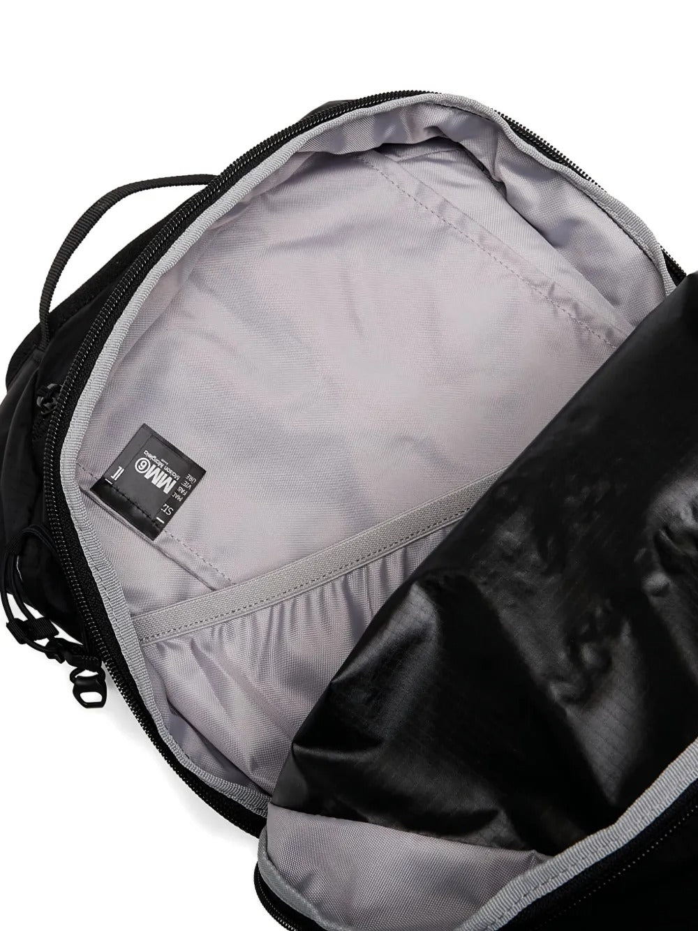 Close up of black bags, showing texture of the nylon fabric