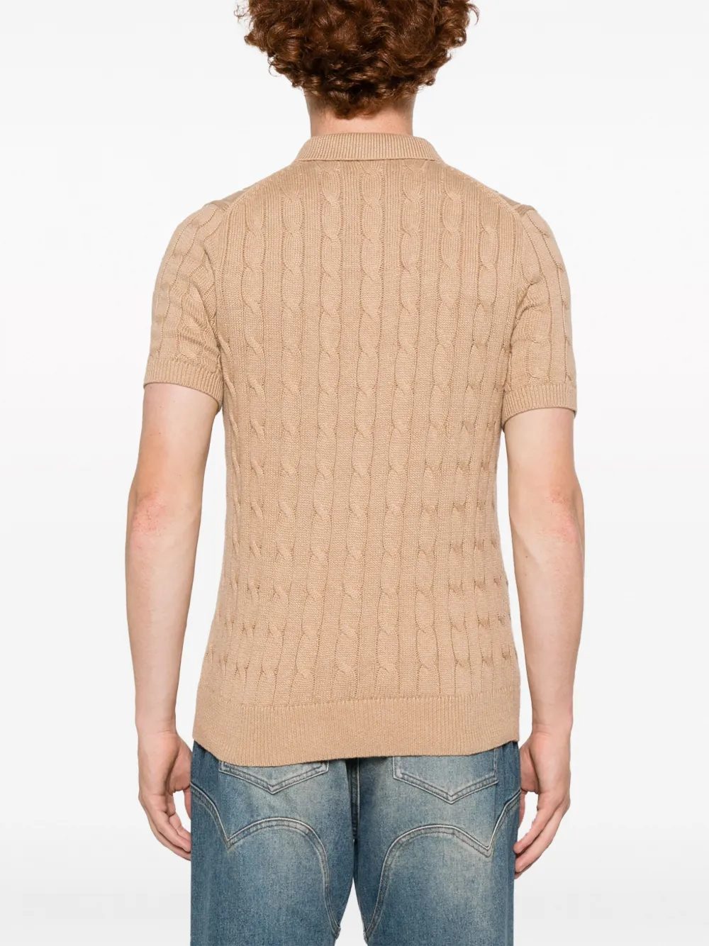 Tan knitwear, full body view