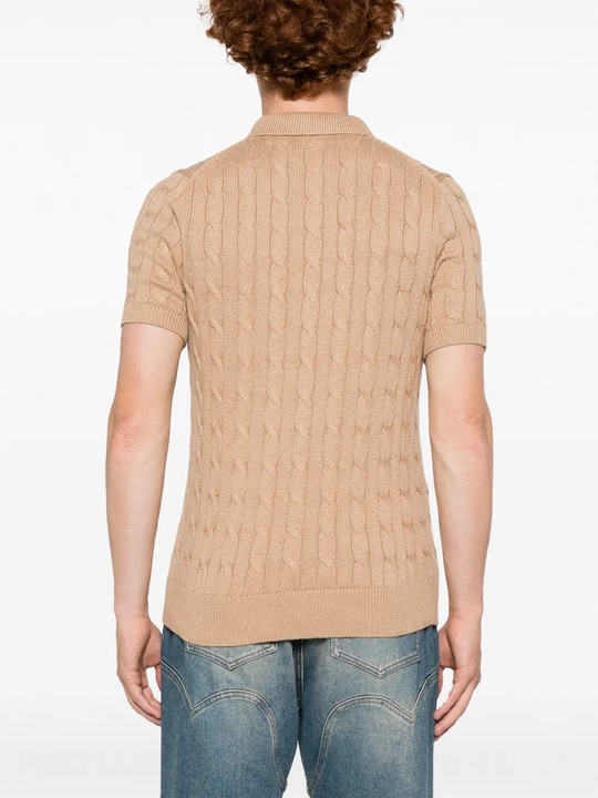 Tan knitwear, full body view