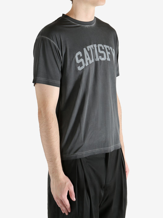 Black t-shirt worn by a person, showing the shirt's fit