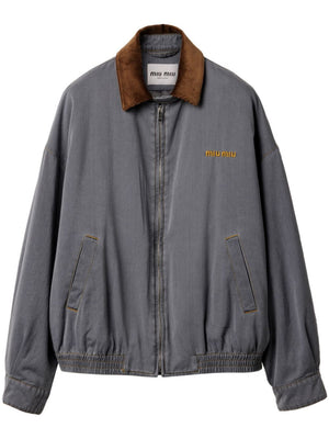 MIU MIU - Women Velvet Collared Chambray Jacket