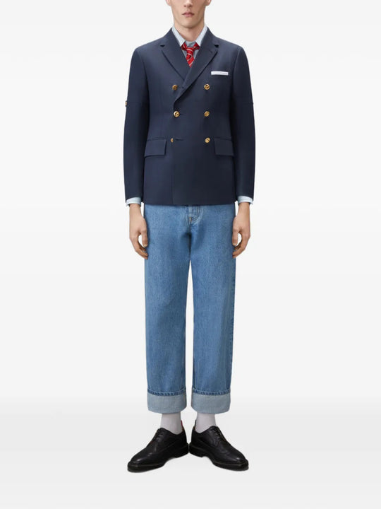 Blue shirt, full body view