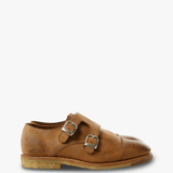 Tan shoes, side view