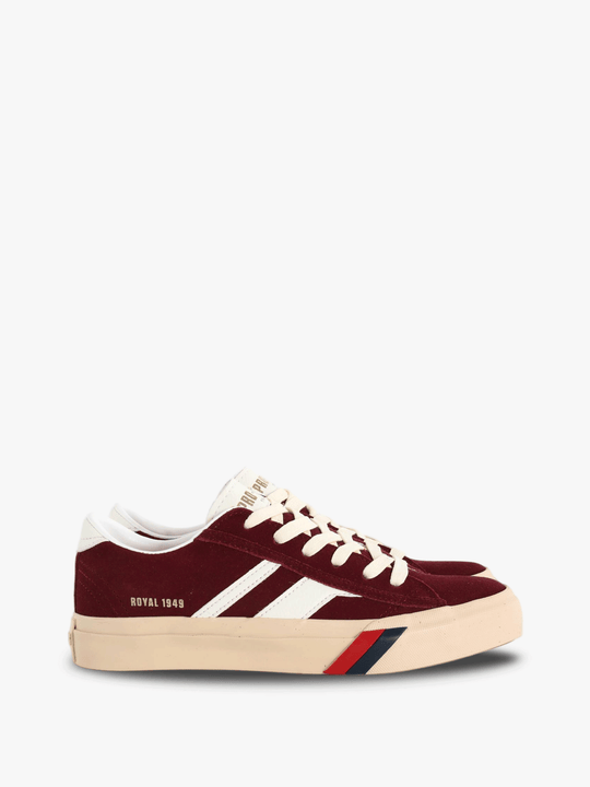 Burgundy shoes, front view