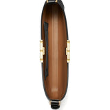 Close up of black bags, showing texture of the calf leather fabric