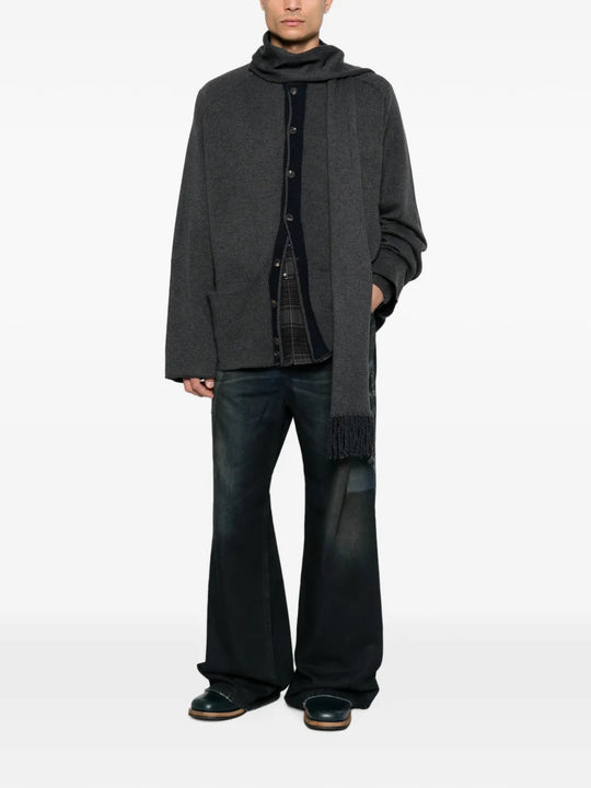 Grey knitwear, full body view