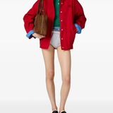 Red jacket, full body view