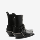 Black boots, back view