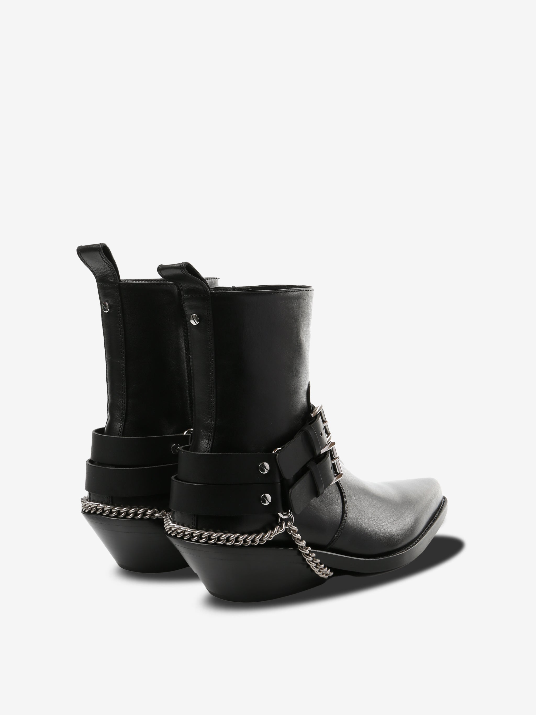 Black boots, back view