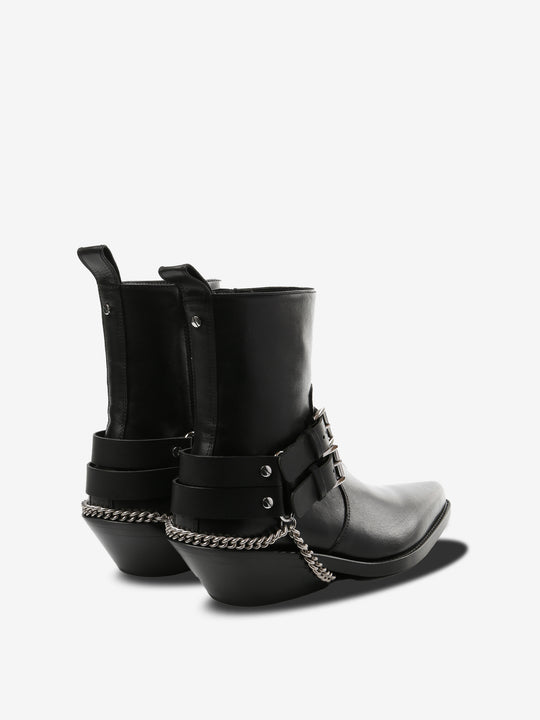 Black boots, back view