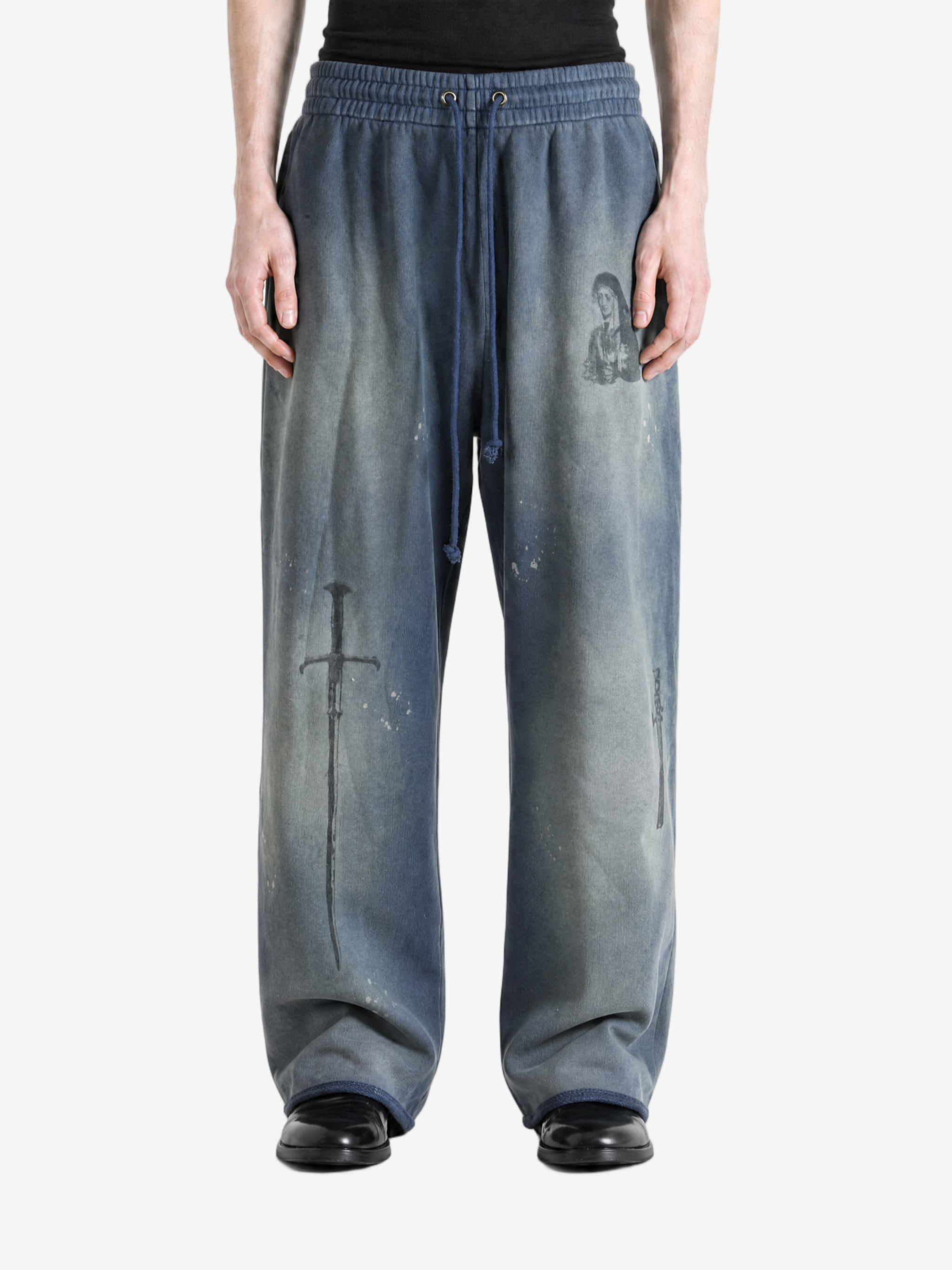 Blue pants, full body view