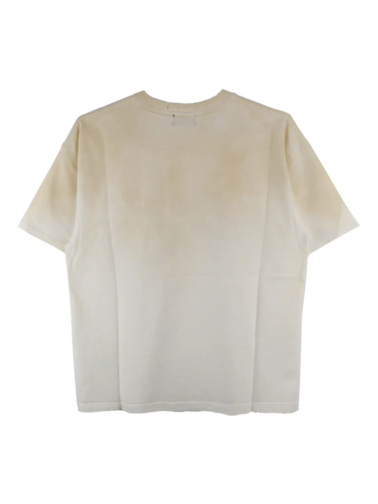 White t-shirt,back view showing gradient effect