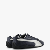 Navy shoes, side view