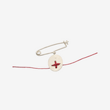 Red accessories, front view