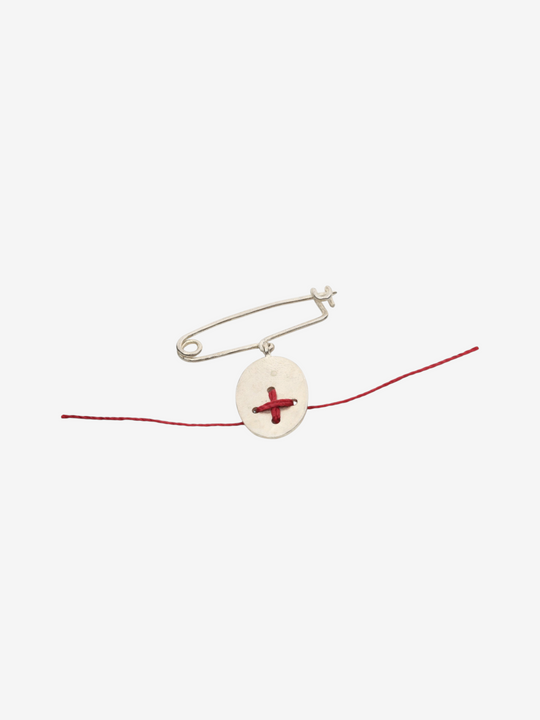 Red accessories, front view