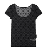 MARINE SERRE - Women Moonogram Mesh Flock Roundneck Top
