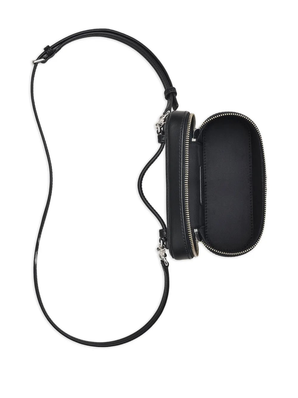 Close up of black bags, showing texture of the leather fabric