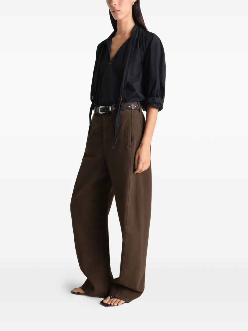 Brown pants, full body view