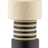 Close up of black mill, showing texture of the wood fabric