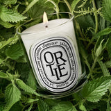 Close up of ortie candles, showing texture of the fabric