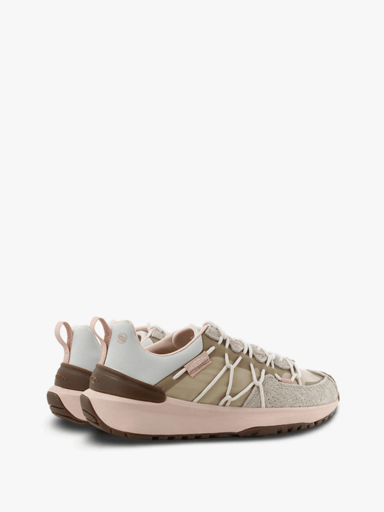 Tan shoes, side view