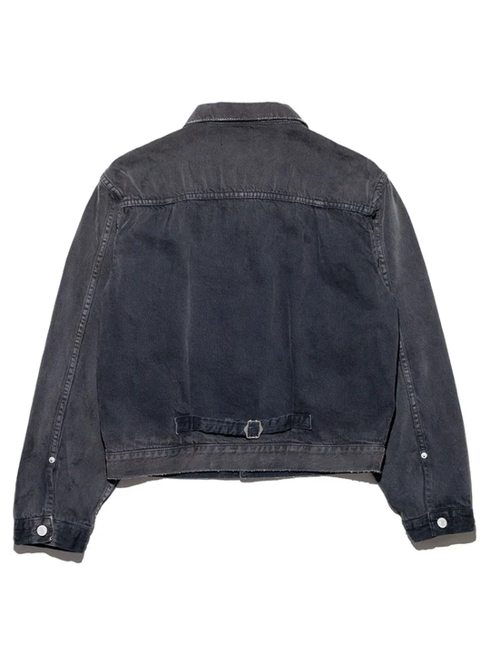 Grey jacket, back view