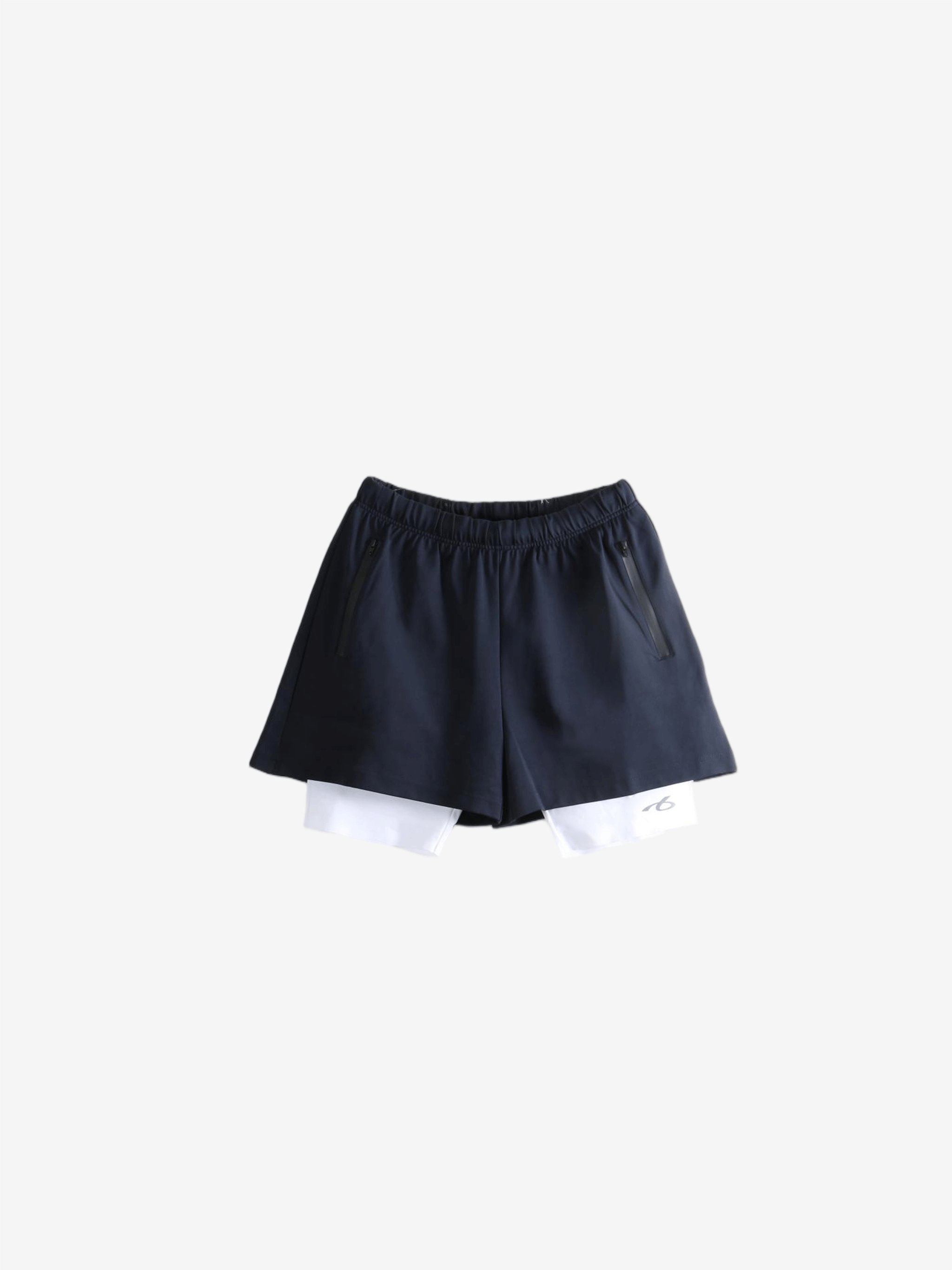 Navy shorts, front view