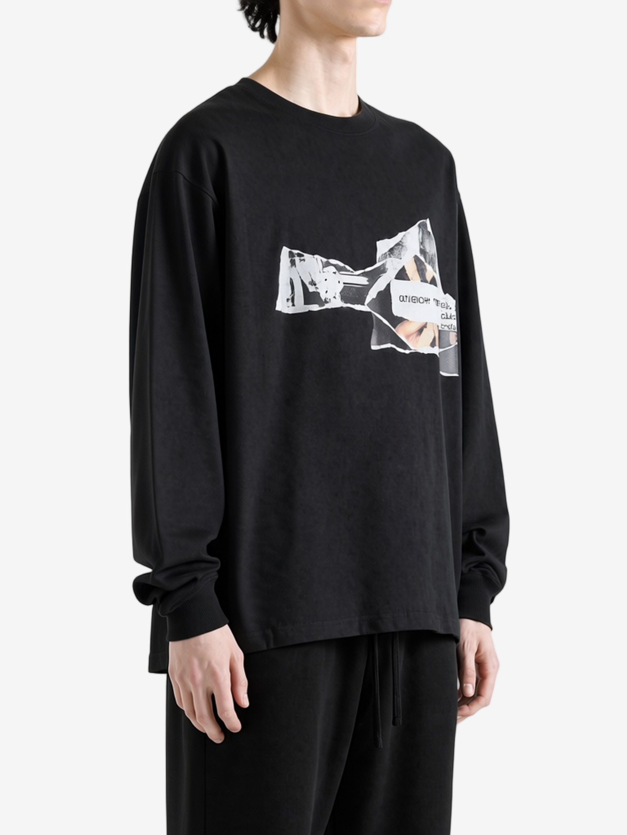 Black t-shirt, full body view