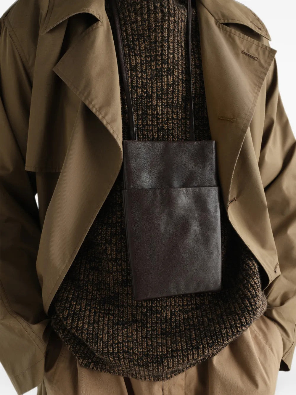 Brown bag worn by a person, showing the bag fit