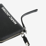 Close up of black wallet,showing texture of the leather fabric