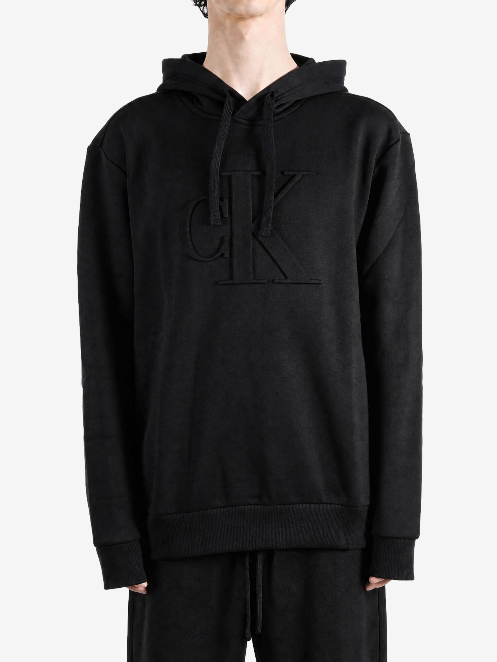 Black hoodie, full body view
