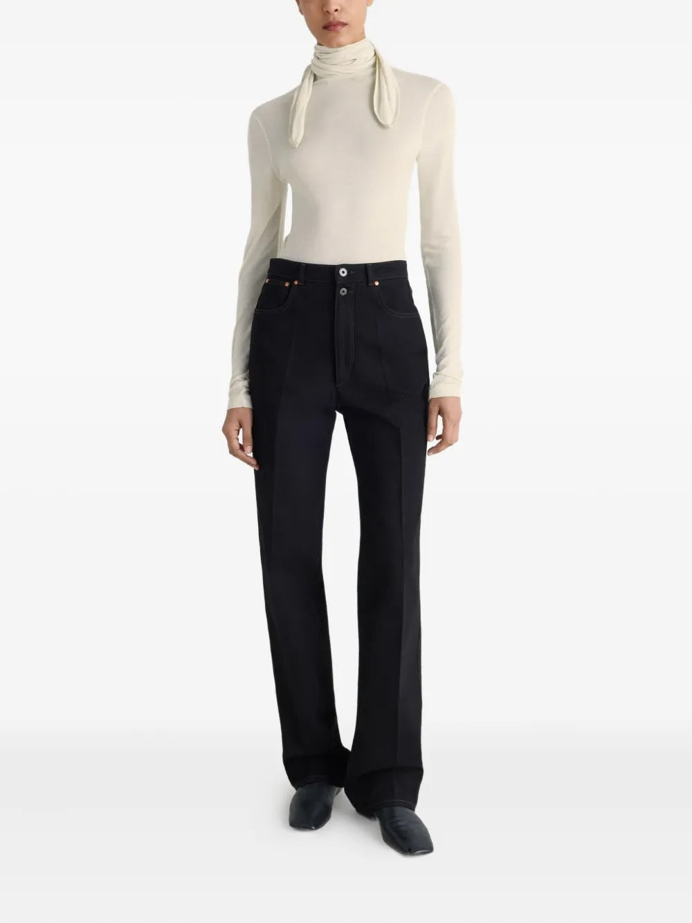 White top, full body view