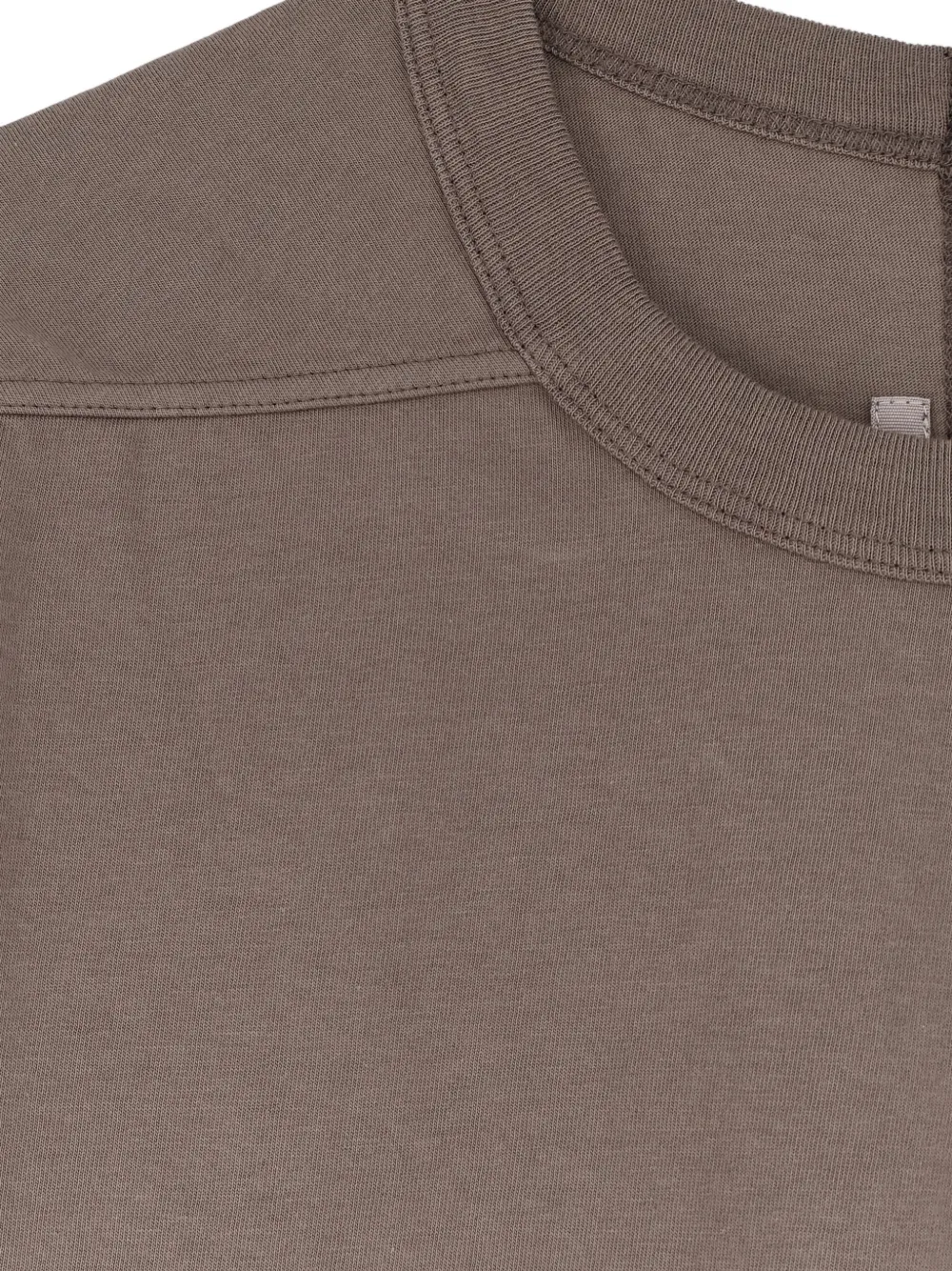 Close up of Brown t-shirt, showing texture of the 85% viscose/ 15% silk fabric